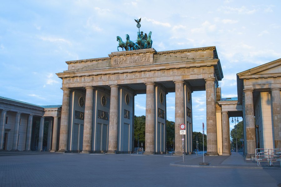 The Brandenburg Gate in Berlin on a clear day